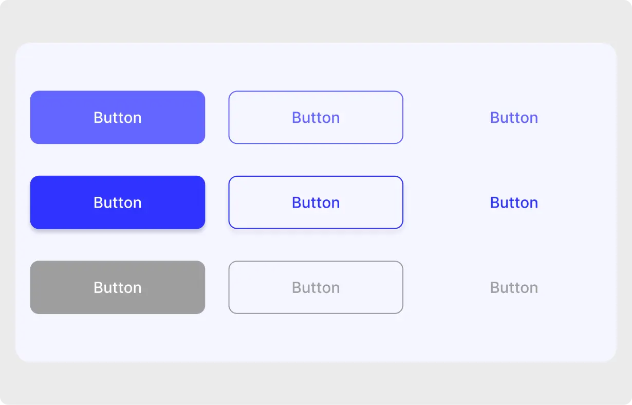 Premium Figma button component set featuring solid, outlined, and text-only button variants in multiple colors.